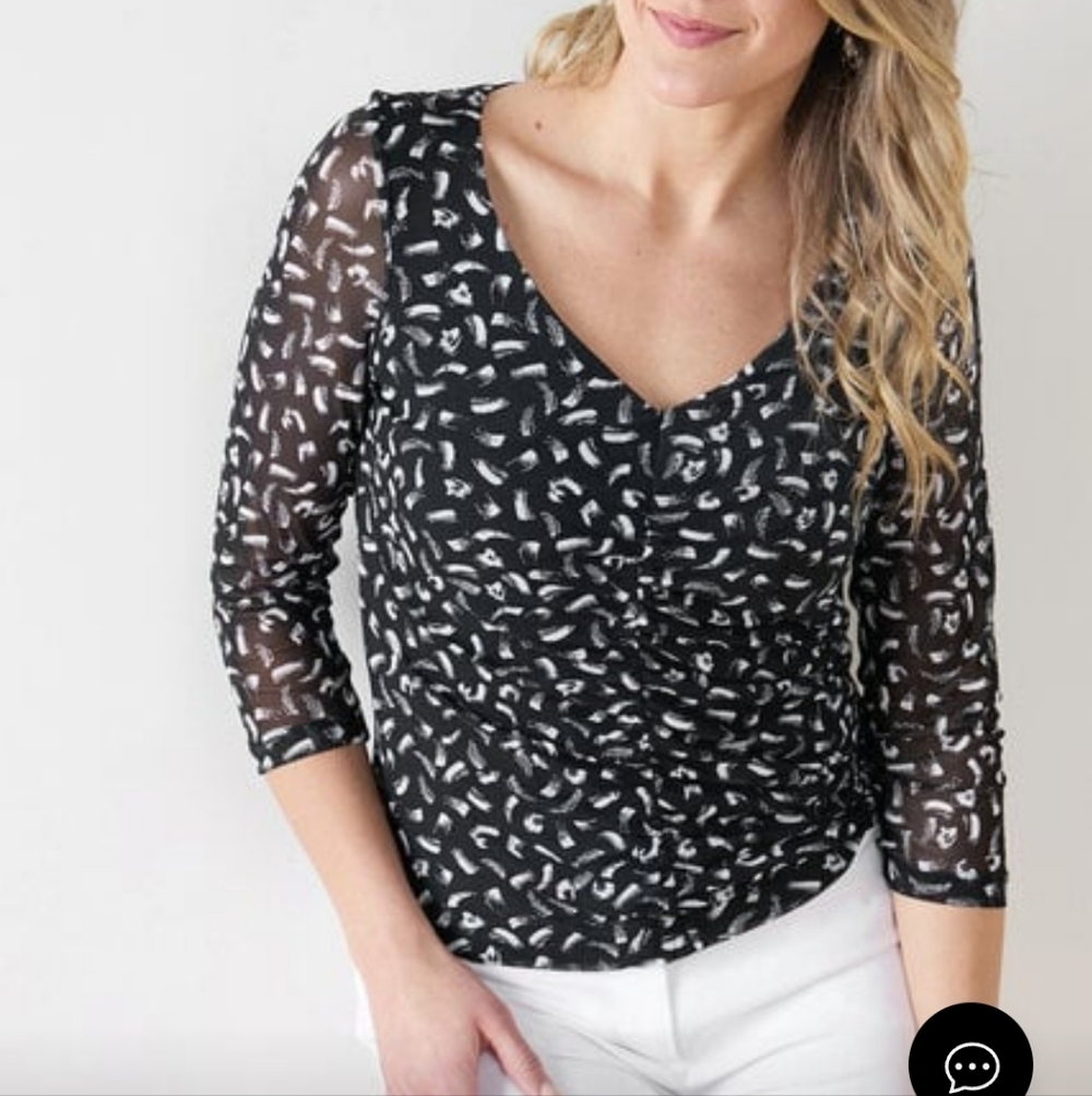 Cleo Black and White Women's Blouse Size XL